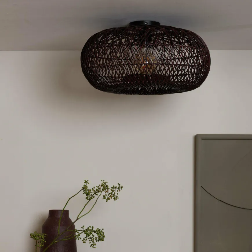 Good&Mojo Plafondlamp Arizona bamboe ø50 burgundy S