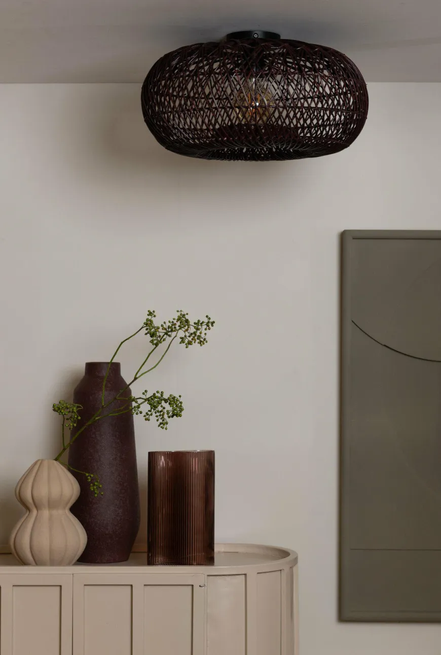Good&Mojo Plafondlamp Arizona bamboe ø50 burgundy S
