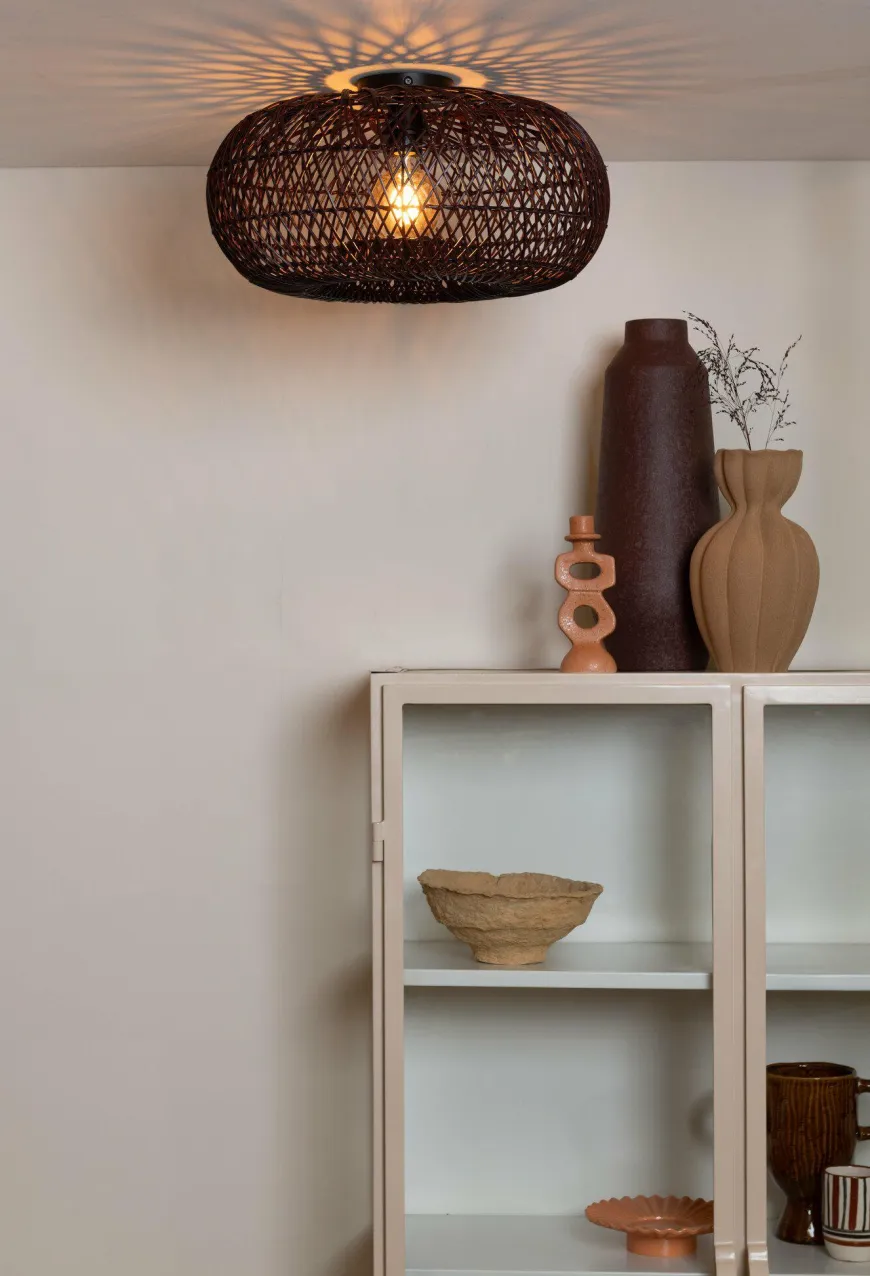Good&Mojo Plafondlamp Arizona bamboe ø50 burgundy S