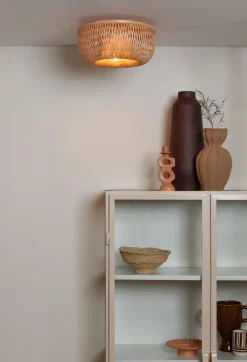 Good&Mojo Plafondlamp Barbados bamboe/halfrond kap ø35xh.15cm naturel