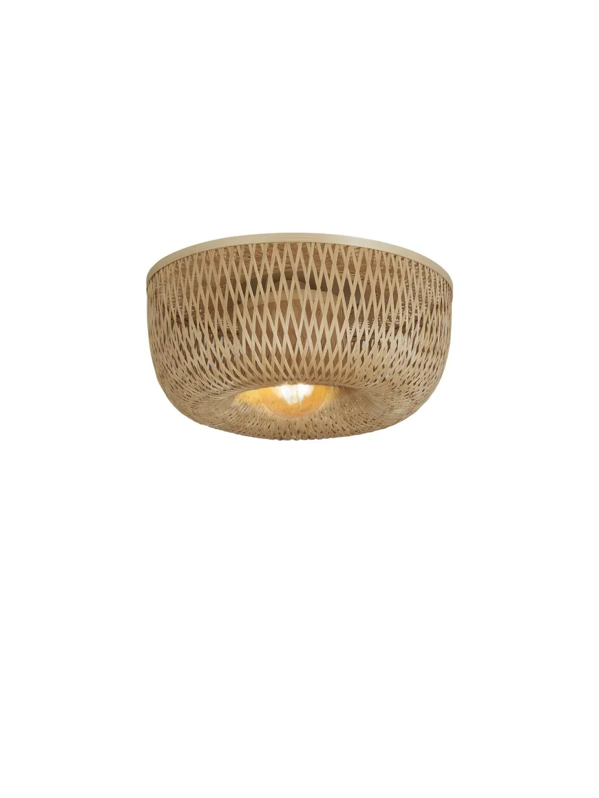 Good&Mojo Plafondlamp Barbados bamboe/halfrond kap ø35xh.15cm naturel