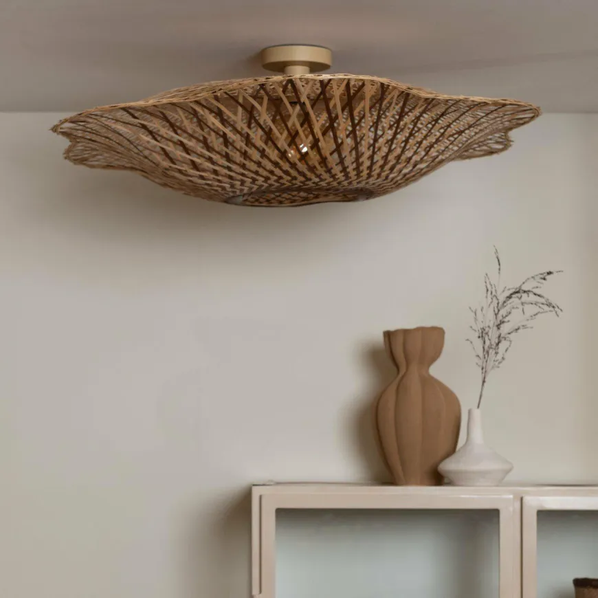 Good&Mojo Plafondlamp Madura bamboe ø87x20cm naturel bruin L