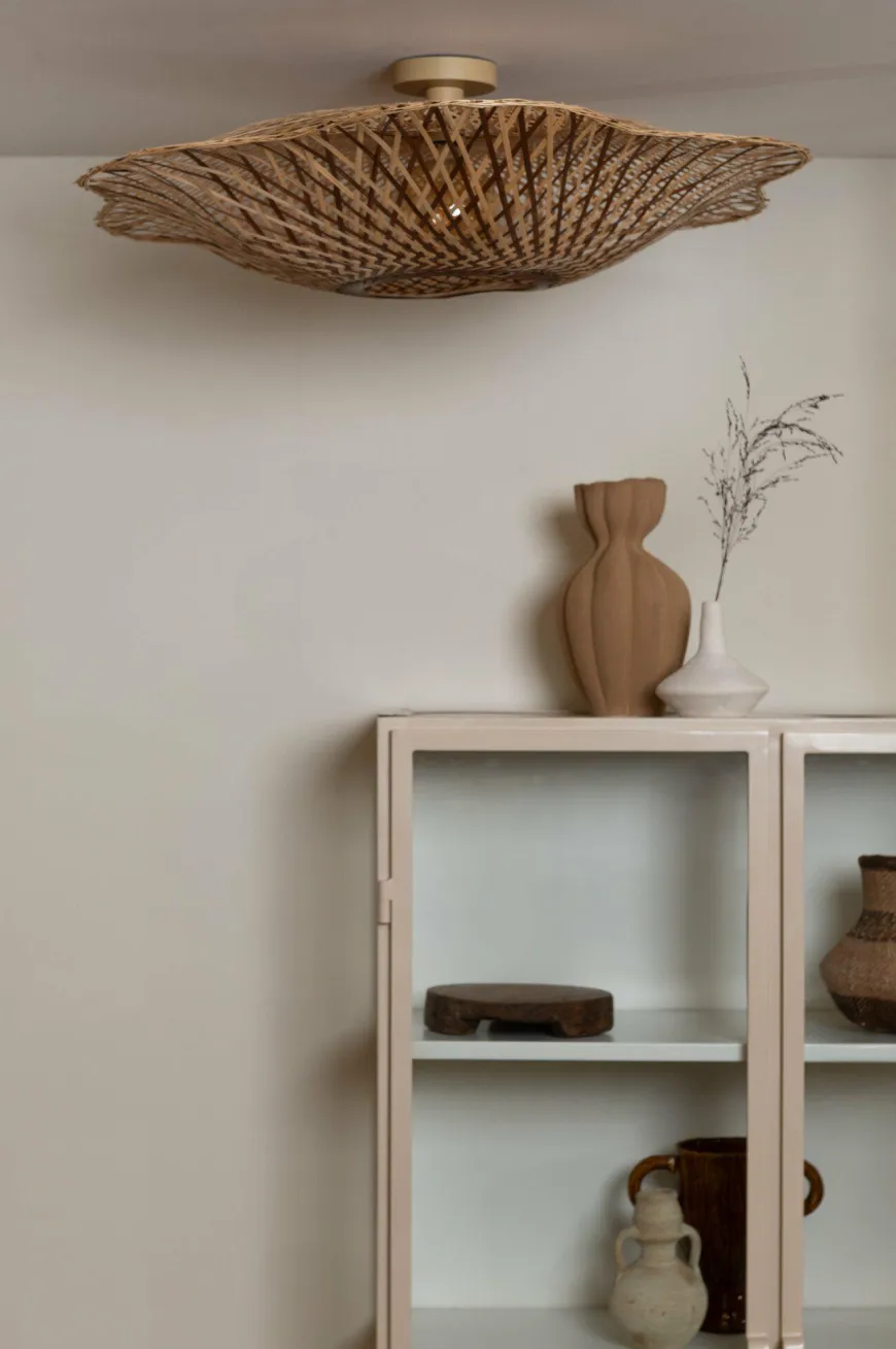 Good&Mojo Plafondlamp Madura bamboe ø87x20cm naturel bruin L