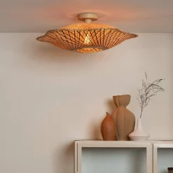 Good&Mojo Plafondlamp Madura bamboe ø60x15cm naturel bruin M