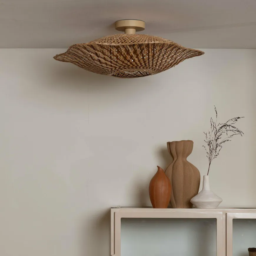 Good&Mojo Plafondlamp Madura bamboe ø60x15cm naturel bruin M