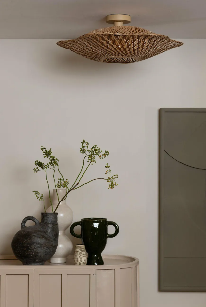 Good&Mojo Plafondlamp Madura bamboe ø60x15cm naturel bruin M