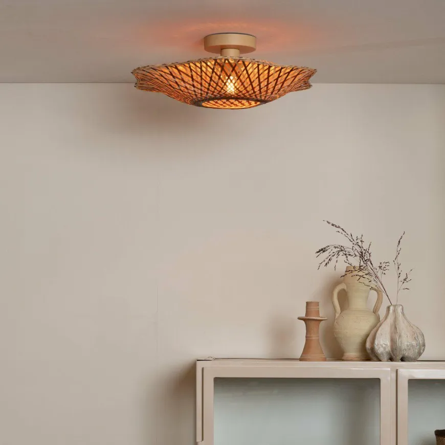 Good&Mojo Plafondlamp Madura bamboe ø44x12cm naturel bruin S