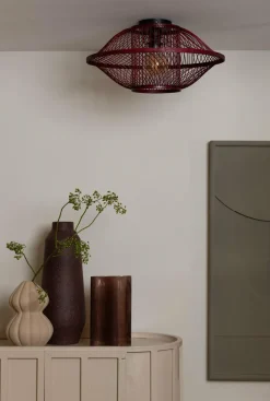 Good&Mojo Plafondlamp Maui bamboe burgundy S