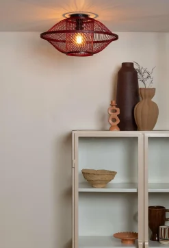 Good&Mojo Plafondlamp Maui bamboe burgundy S