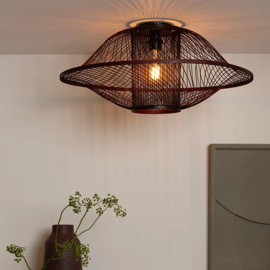Good&Mojo Plafondlamp Maui bamboe ø70xh.30cm burgundy L