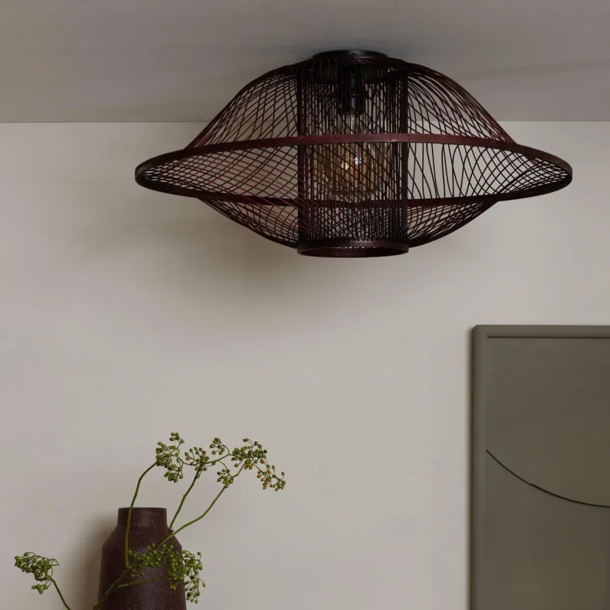 Good&Mojo Plafondlamp Maui bamboe ø70xh.30cm burgundy L