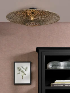 Good&Mojo Plafonniere Bali bamboe dia 87 x 20 cm zwart/naturel L