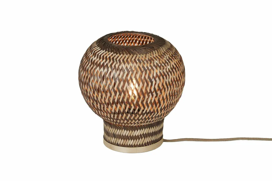 Good&Mojo Tafellamp Barbados bamboe/bol ø25xh.27cm naturel/bruin