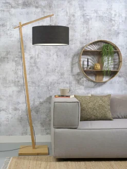 Good&Mojo Vloerlamp Andes bamboe eco linnen donkergrijs
