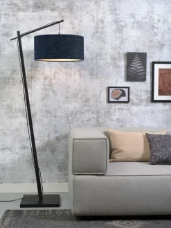 Good&Mojo Vloerlamp Andes bamboe zwart eco linnen blue denim
