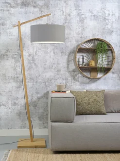 Good&Mojo Vloerlamp Andes bamboe eco linnen lichtgrijs