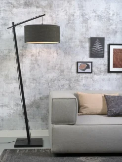 Good&Mojo Vloerlamp Andes bamboe zwart eco linnen donkergrijs