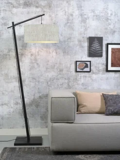 Good&Mojo Vloerlamp Andes bamboe zwart eco linnen licht