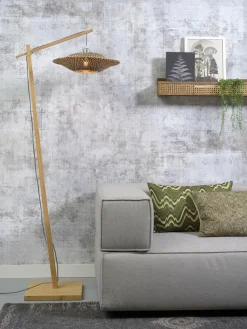 Good&Mojo Vloerlamp Bali bamboe naturel naturel/zwart M kap Ø44