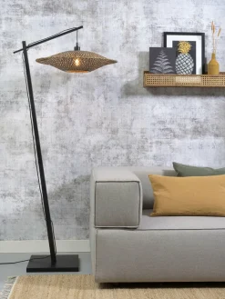 Good&Mojo Vloerlamp Bali bamboe zwart kap 60x15cm zwart naturel M