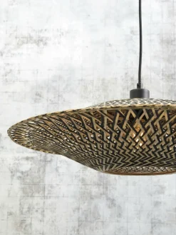 Good&Mojo Vloerlamp Bali bamboe zwart kap 60x15cm zwart naturel M