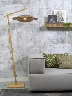 Good&Mojo Vloerlamp Bali bamboe naturel naturel/zwart M kap Ø60