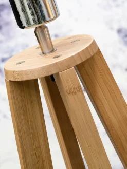 Good&Mojo Vloerlamp bamboe 4-poot Everest linnen zwart