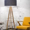 Good&Mojo Vloerlamp bamboe 4-poot Everest linnen blue denim