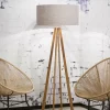 Good&Mojo Vloerlamp bamboe 4-poot Everest linnen lichtgrijs