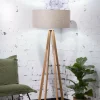 Good&Mojo Vloerlamp bamboe 4-poot Everest linnen donker