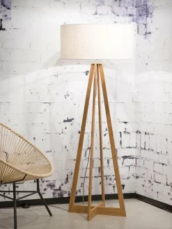 Good&Mojo Vloerlamp bamboe 4-poot Everest linnen wit