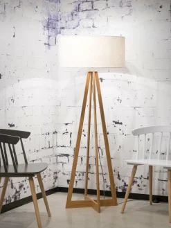 Good&Mojo Vloerlamp bamboe 4-poot Everest linnen wit