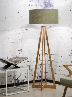 Good&Mojo Vloerlamp bamboe 4-poot Everest linnen green forest