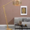 Good&Mojo Vloerlamp Bhutan L bamboe naturel – kap zwart naturel Ø 50 cm