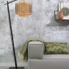 Good&Mojo Vloerlamp Bhutan S bamboe zwart – kap zwart naturel Ø40 cm