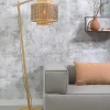 Good&Mojo Vloerlamp Bhutan S bamboe naturel – kap zwart naturel Ø40 cm