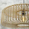 Good&Mojo Vloerlamp Bromo bamboe S zwart – kap Ø 40 naturel