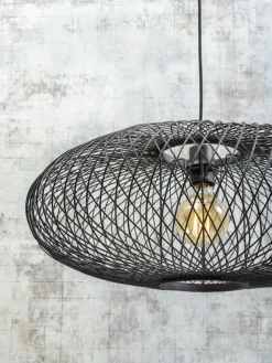 Good&Mojo Vloerlamp Cango bamboe zwart S 176 cm kap Ø 60 zwart