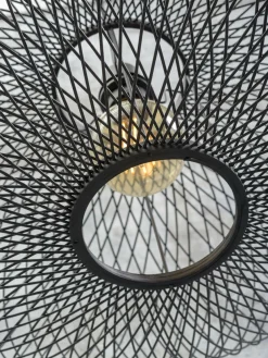Good&Mojo Vloerlamp Cango bamboe naturel L 207cm kap Ø 60 zwart