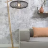 Good&Mojo Vloerlamp Cango bamboe naturel S 176 cm kap Ø 60 zwart