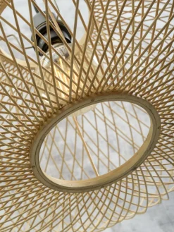 Good&Mojo Vloerlamp Cango bamboe zwart S 176 cm kap Ø 60 naturel