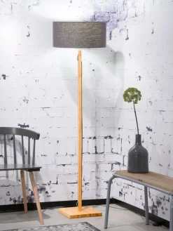 Good&Mojo Vloerlamp Fuji bamboe eco linnen donkergrijs