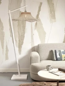Good&Mojo Vloerlamp Ibiza L white met naturel kap