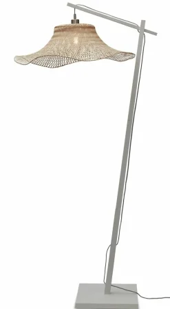 Good&Mojo Vloerlamp Ibiza L white met naturel kap
