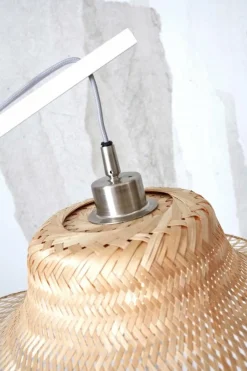 Good&Mojo Vloerlamp Ibiza L white met naturel kap