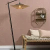 Good&Mojo Vloerlamp Kalimantan zw. h.176cm/kap horiz. 60x15cm zw/nat.