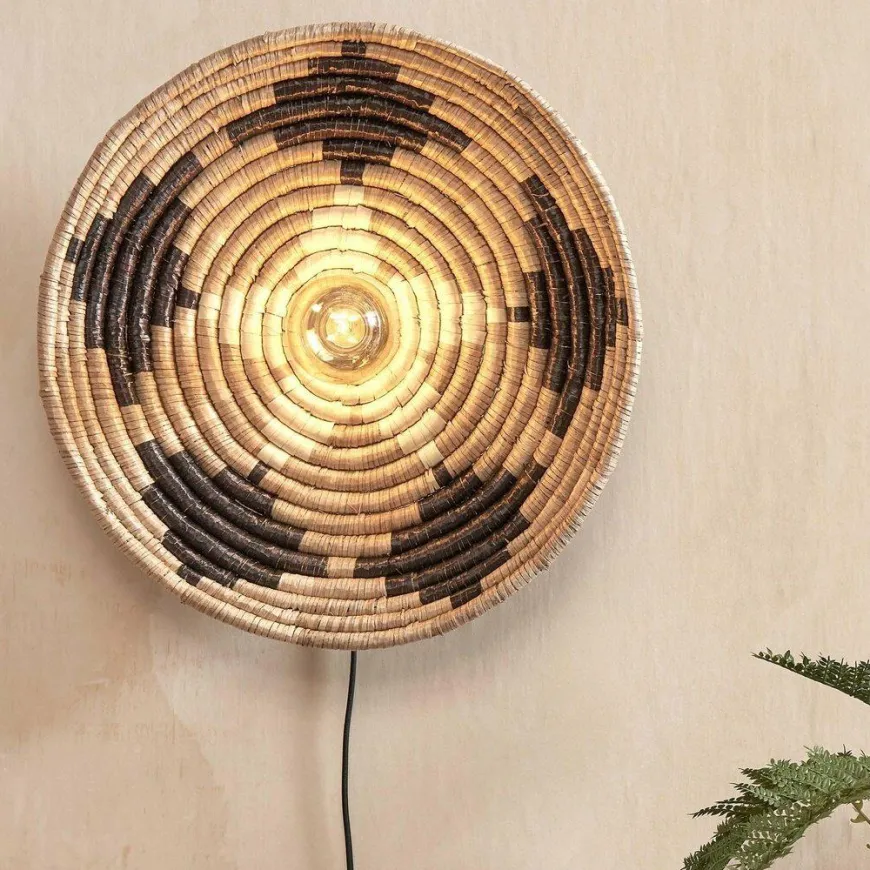 Good&Mojo Wandlamp Andros dia. 45cm zwart/naturel/wit