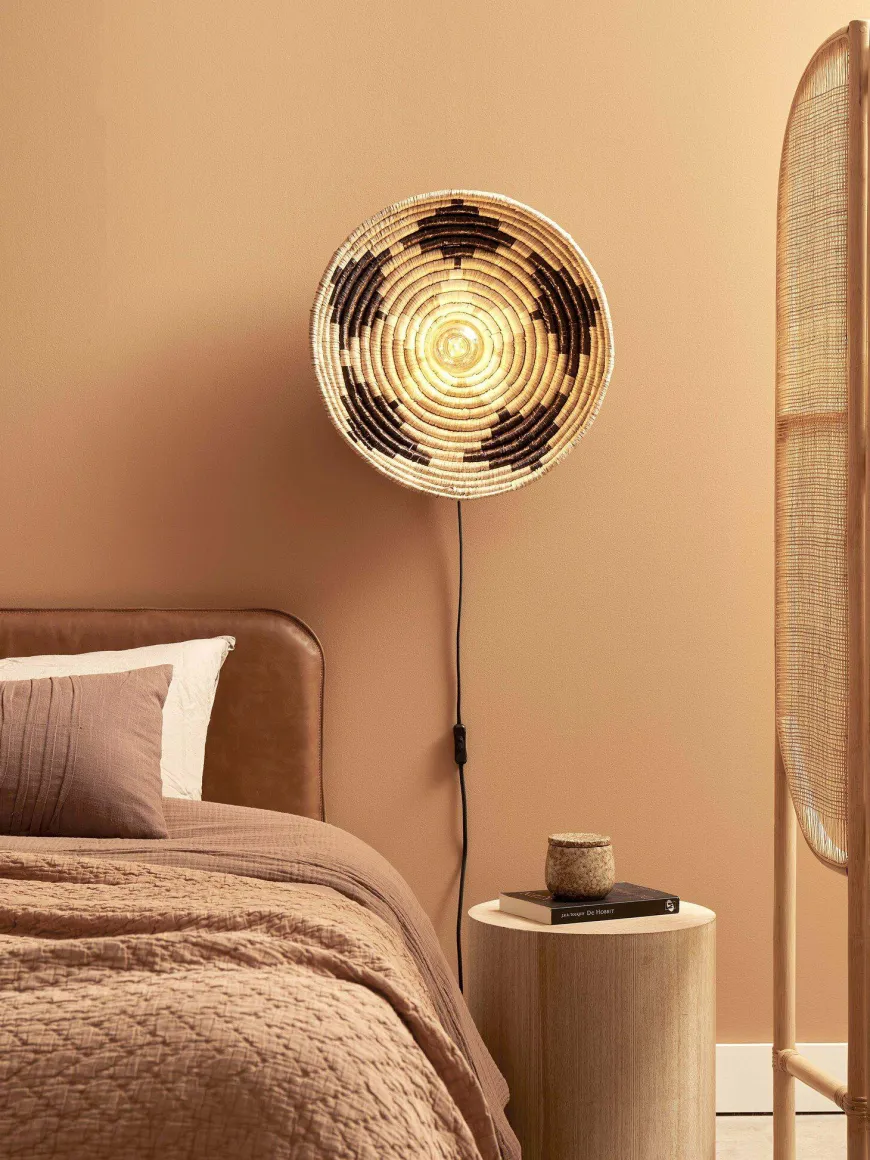 Good&Mojo Wandlamp Andros dia. 45cm zwart/naturel/wit