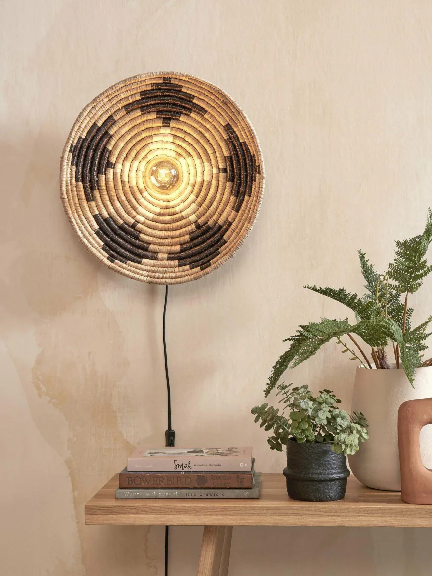 Good&Mojo Wandlamp Andros dia. 45cm zwart/naturel/wit