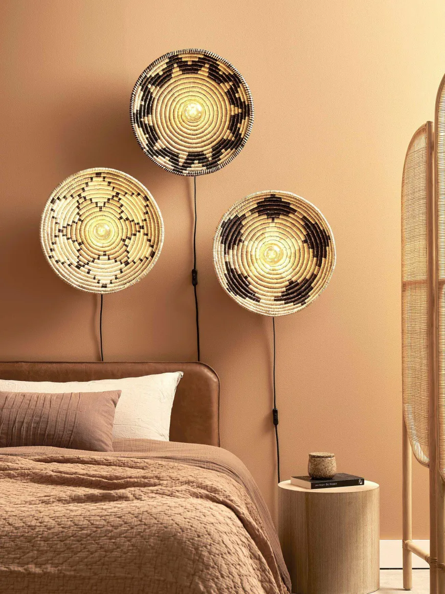 Good&Mojo Wandlamp Andros dia. 45cm zwart/naturel/wit